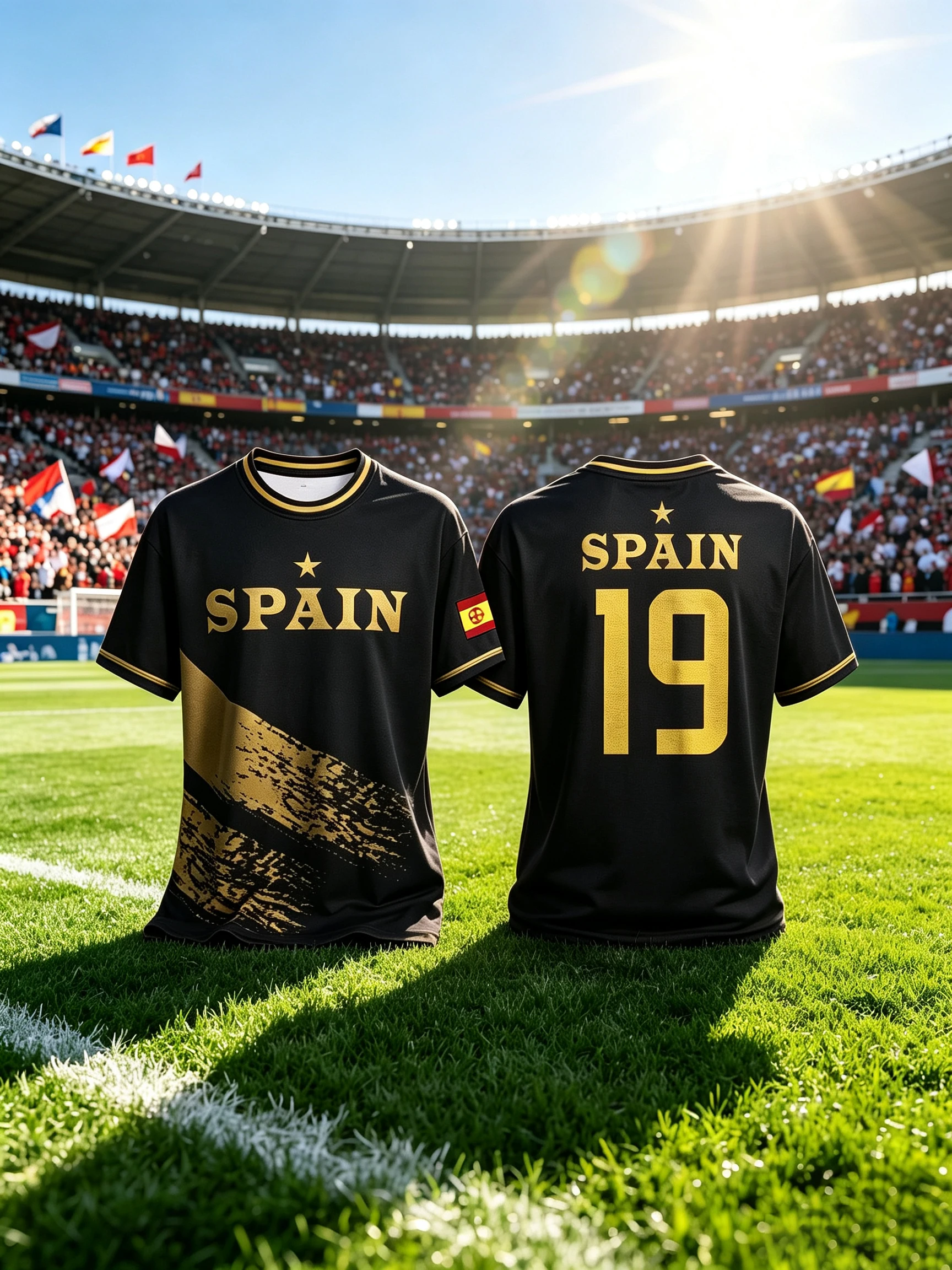 Country Style Brush Stroke Soccer Jersey Star Letter Number 19 Men Tee
