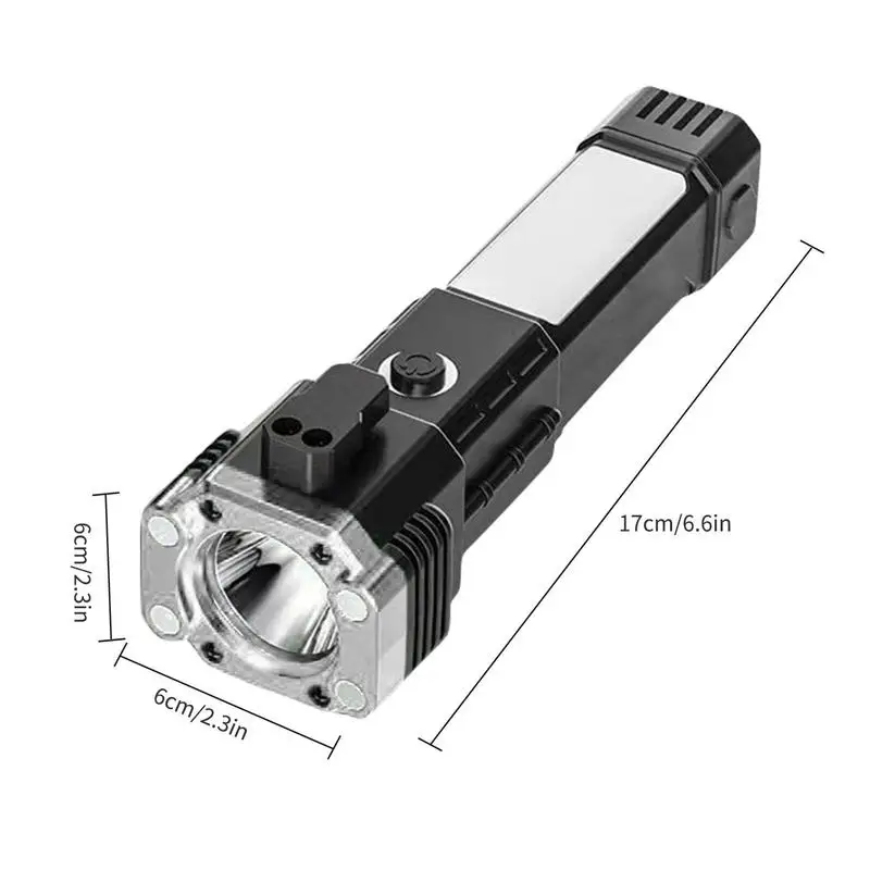 Multifunctional Super Bright LED Flashlight Side Light USB Charging Flashlight With Safety Hammer Seat Belt Cutter Glass Breaker