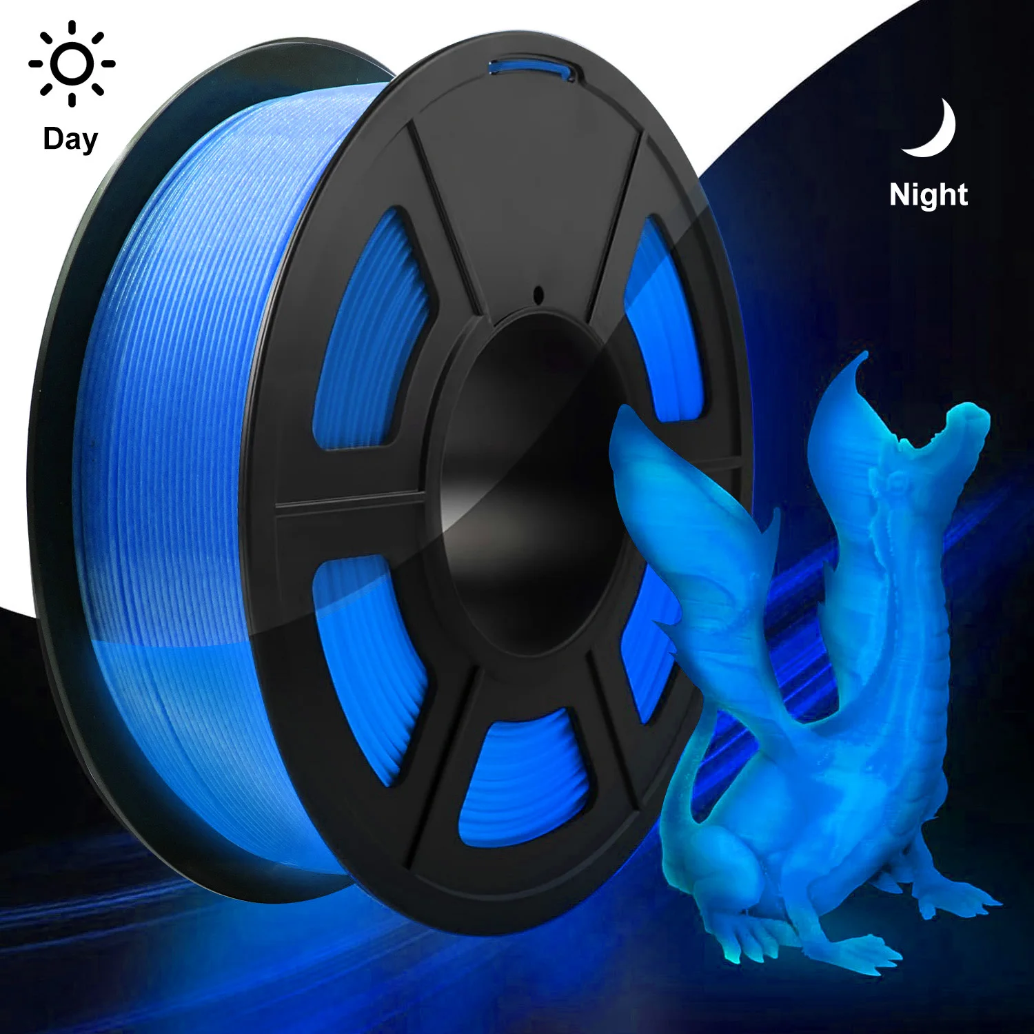 DIY-kerstcadeau, 1,75 mm PLA lichtgevend 3D-printerfilament, 200 g (0,44 l) spoel, gloeit in het donker, voor de meeste FDM-printers