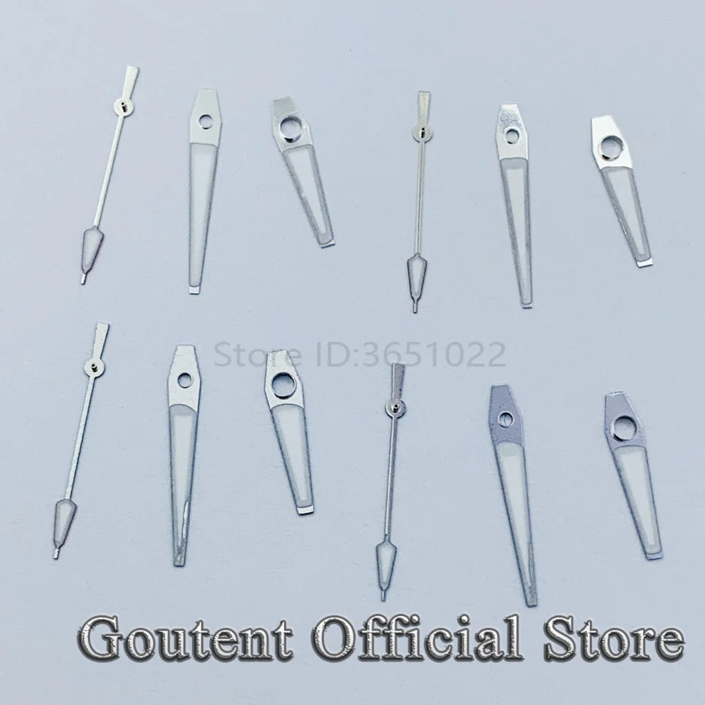 Goutent Silver Blue Watch Hands Fit ETA 2836 2824 DG2813 3804 Miyota 8215 821A NH35 NH36 Movement Green Luminous