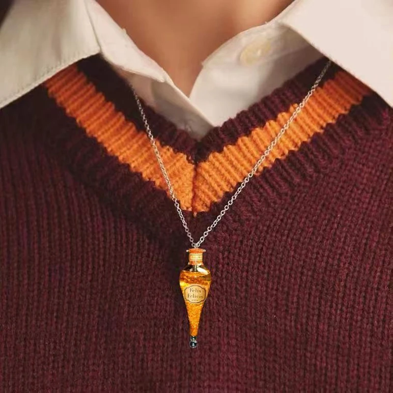 Felix Felicis poción mágica líquido suerte cambio de Color botella de poción de vidrio decoración del hogar colgante collar
