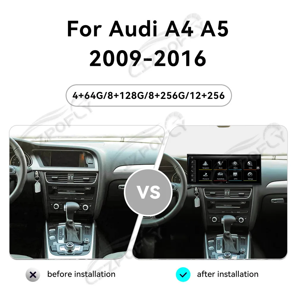 

Высокая конфигурация 15,8-дюймовый HD-экран Автомобильный радиоприемник для Audi A4 A5 2009-2016 Android 14 Carplay GPS Мультимедийный навигационный плеер