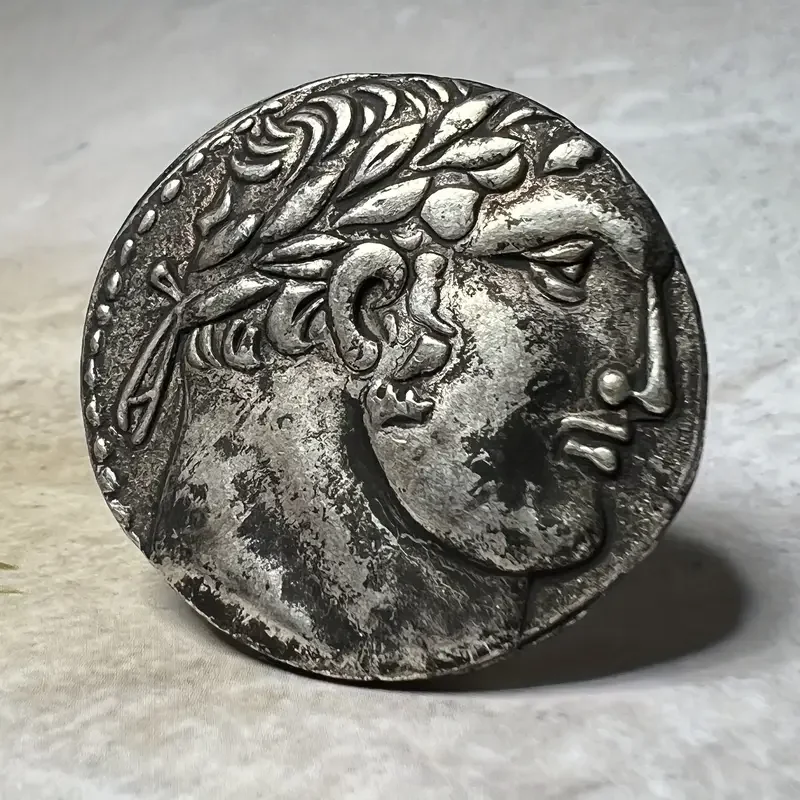 Ancient Greek Cippus Sun-God Apollo Head Portrait Rare Copy Coin Leo The Zodiac Present Hellenic Myth Arts And Crafts Collection