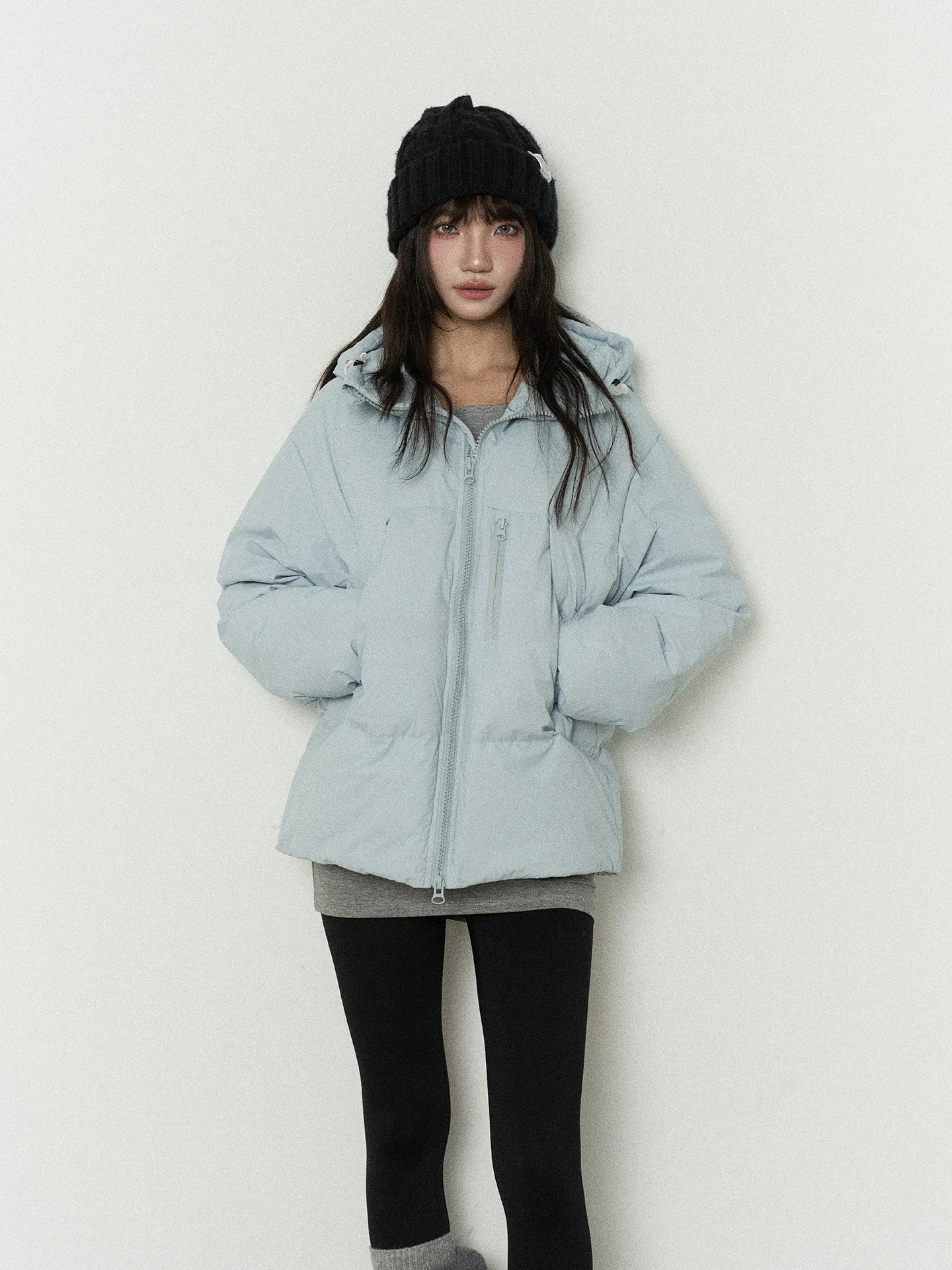 

Winter New Sle Women's ort Puffer Jaet with Hood 90% White Du down Filling Korean Sle Warm Thiened Polyester Fabric
