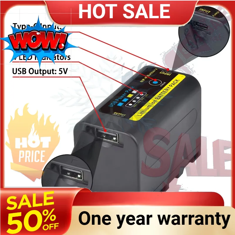 SWZY New 7.4V 6400mAh USB Output NP-F770C F750 F730 Battery LED Power Indicator for Sony Ccd-tr917 Tr940 Trv101 Trv215 Trv25
