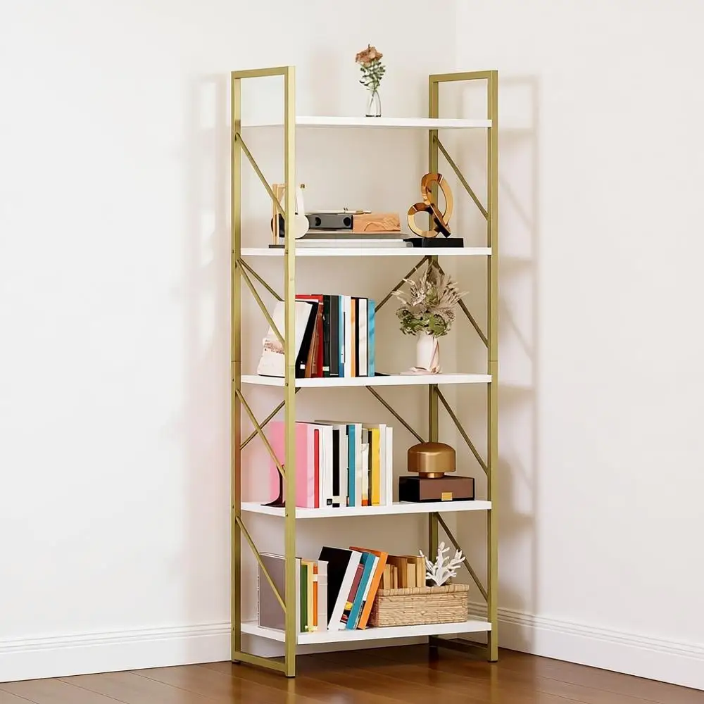 

5-ярусный книжный шкаф, стеллаж для хранения, органайзер, напольная полка, витрина, книжные полки для спальни, гостиной, офиса, кухни, G