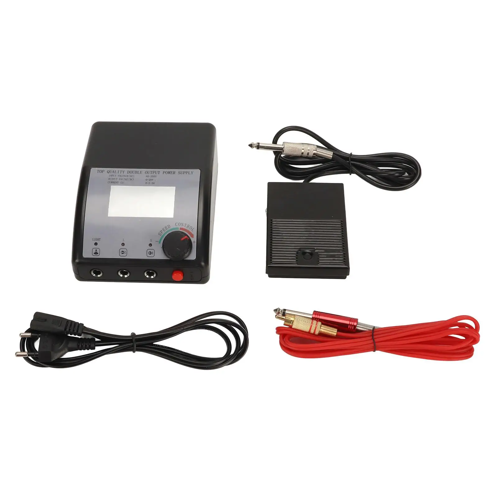 

Professional Tattoo Power Supply Kit 4pcs Complete Liner Shader Alloy Silicone Clip Cord Pedal Set