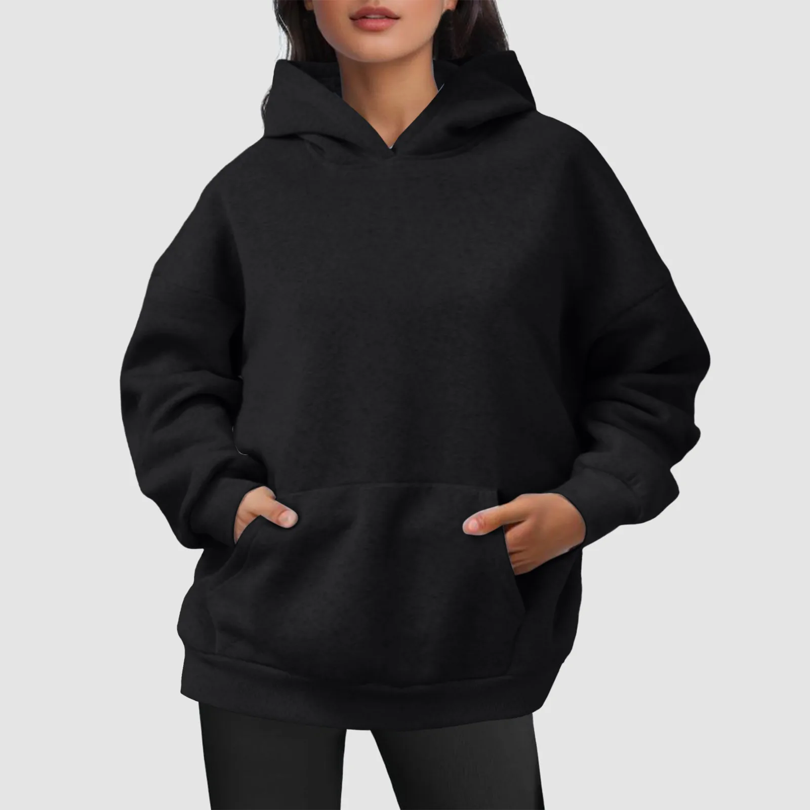 

Spring Autumn Oversized Pullovers Black multiple colour warm Sweatshirts Women's Casual Hoodie Women Solid Color Fleece Hoodies