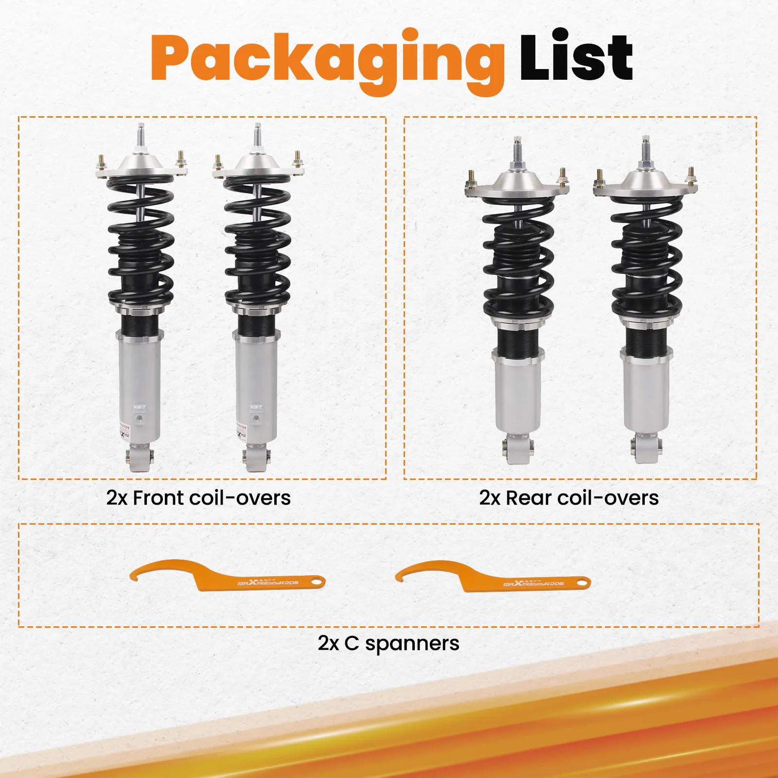 maXpeedingrods Coilovers Suspension Kit with Adjustable Damper for Mazda Miata MX-5 1990-2005 Grey view 4