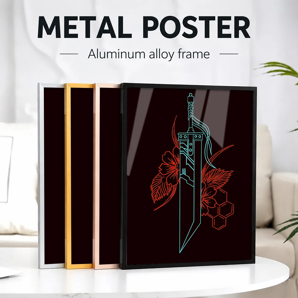 Final Fantasy Framed Aluminum Metal Poster Customized Photo Mystical Adventure Style Wall Art For Player Lounge Collector Gift