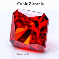 Zirkonia steen 5A kwaliteit rode kleur Asscher vorm 4k gemalen ijs gesneden synthetische edelsteen voor vrouwen sieraden maken