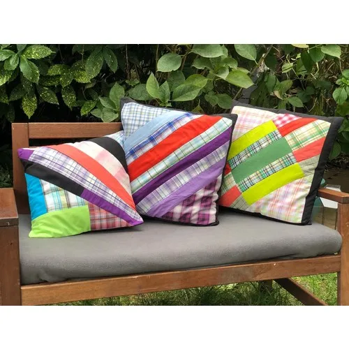 Momandkash Triple Patchwork Pillow decorate Case