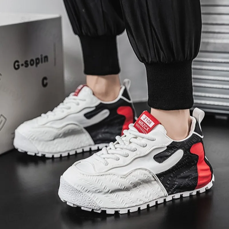 

Мужская модная тенденция, повседневная спортивная обувь с низким верхом и толстой подошвой, весна 2024, нескользящие удобные нишевые дизайнерские массивные кроссовки на шнуровке