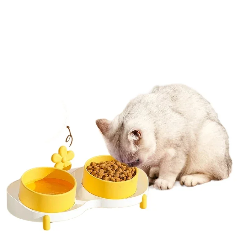 MiFuny Cat Food Bowl Cat Feeder Pet Ceramic Elevated Double Bowl Cat Water Feeding and Water Pet Supplies  Accessories