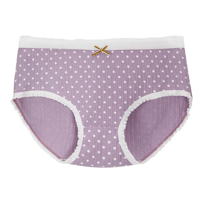 Women's cotton underwear women's comfortable breathable briefs summer thin mid-waist little girl underpants polka dot shorts