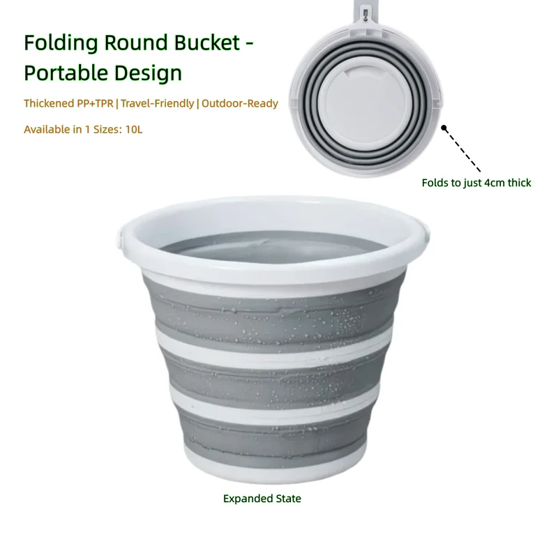 10L Compact Versatile Folding Water Bucket with Handle for Home and Outdoor Use - Collapsible Fishing Pail for Portable Storage