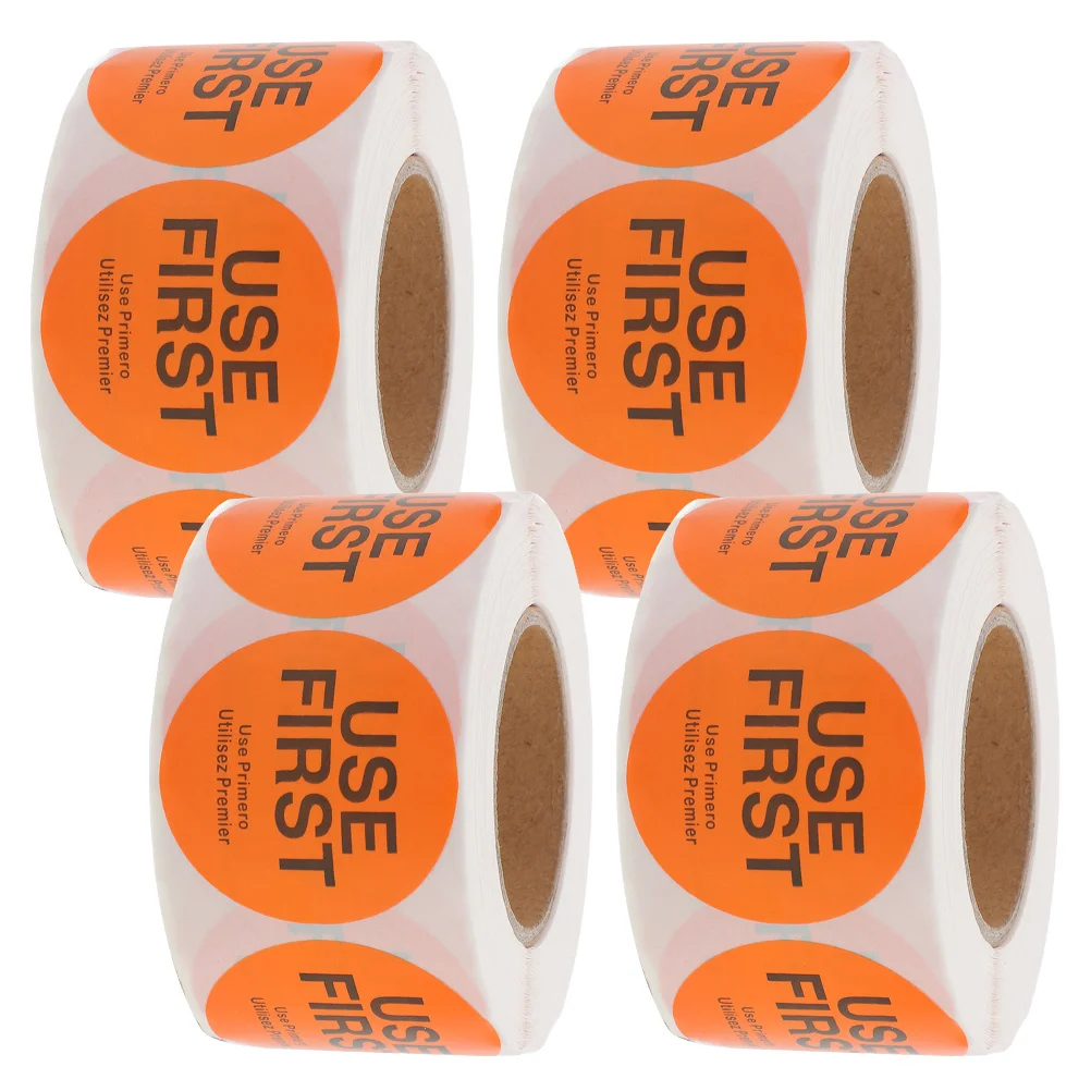 4 لفات تستخدم الملصقات الأولى لملصقات خدمة الطعام وعلامات التحكم في المخزون لتخزين الثلاجة، سهلة الاستخدام في المنزل البديل #2