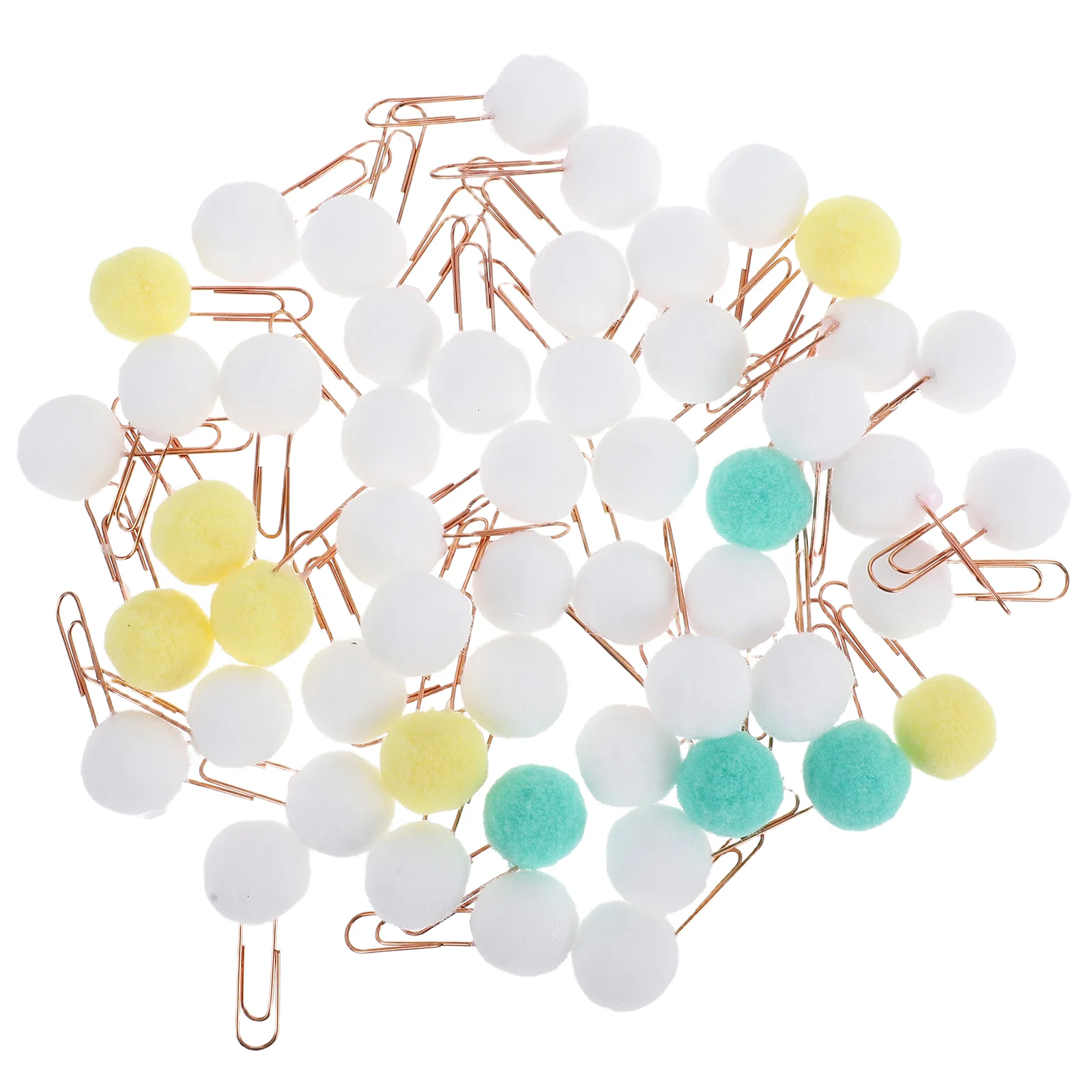 50 PCS Pompom Paper Clip Jumbo Clips Colored Big Paperclips with Pompoms Creative Bookmark Metal
