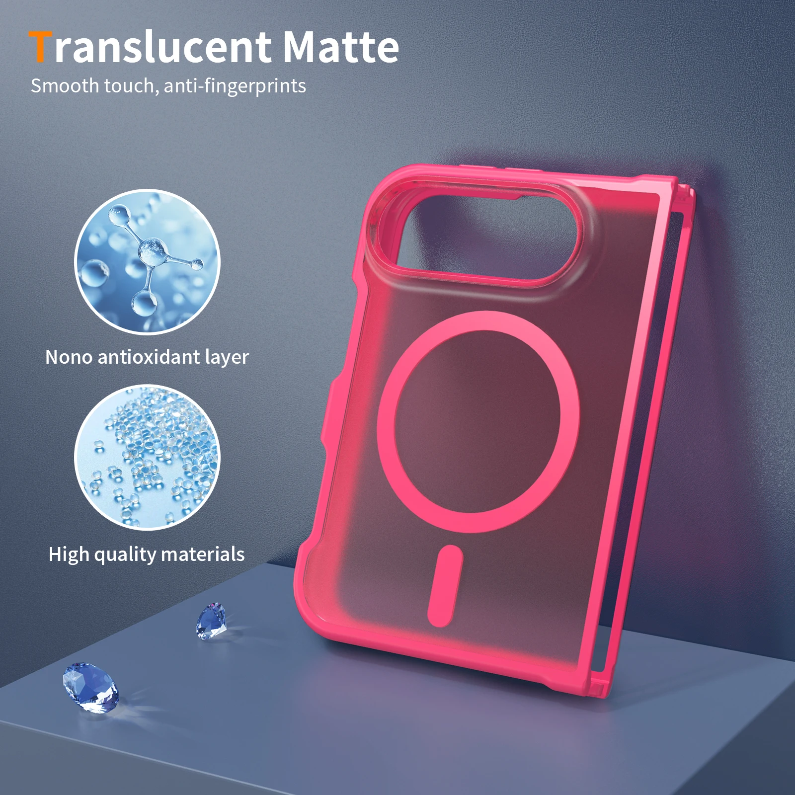 Für iPhone Duo Hülle Leistungsstarke Magnetische Saugkraft Hartschale TPU+PC Matt Anti-Sturz Handyhülle Transluzent Mattiert – Detail 21