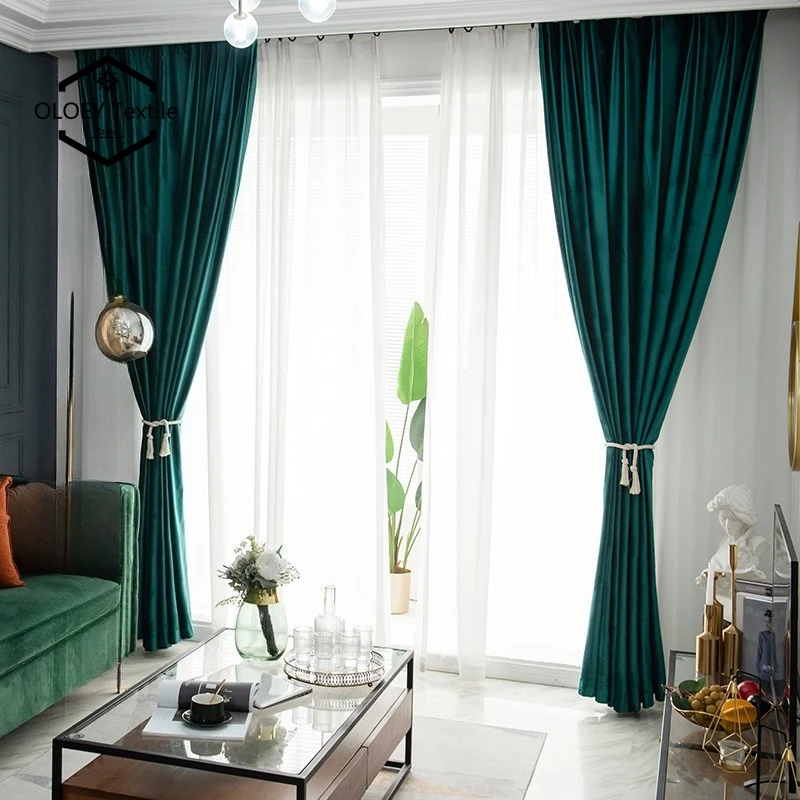 

Custom Size ！sheer White Tulle Simple Modern Blackout Dutch Velvet Thickened Luxury Curtains for Living Dining Room Bedroom