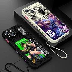 Japanese anime JOJO Kujo Jotaro For Apple iPhone 15 14 13 12 11 Pro Max Plus 8 7 SE Liquid Left Rope Phone Case Capa Soft Cover