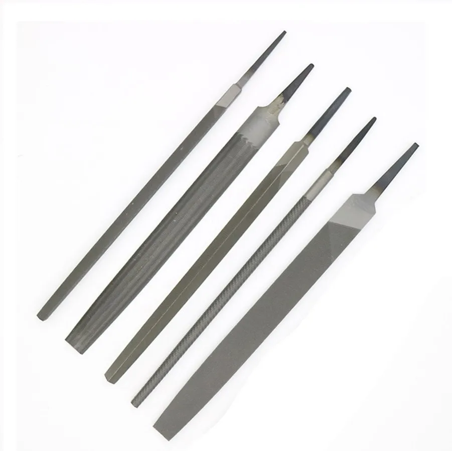 5Pcs 6 Inch Industrial Steel Files Set Flat/Round/Half Round/Triangle/Square For Metalworking Woodworking Steel Rasp File Flat