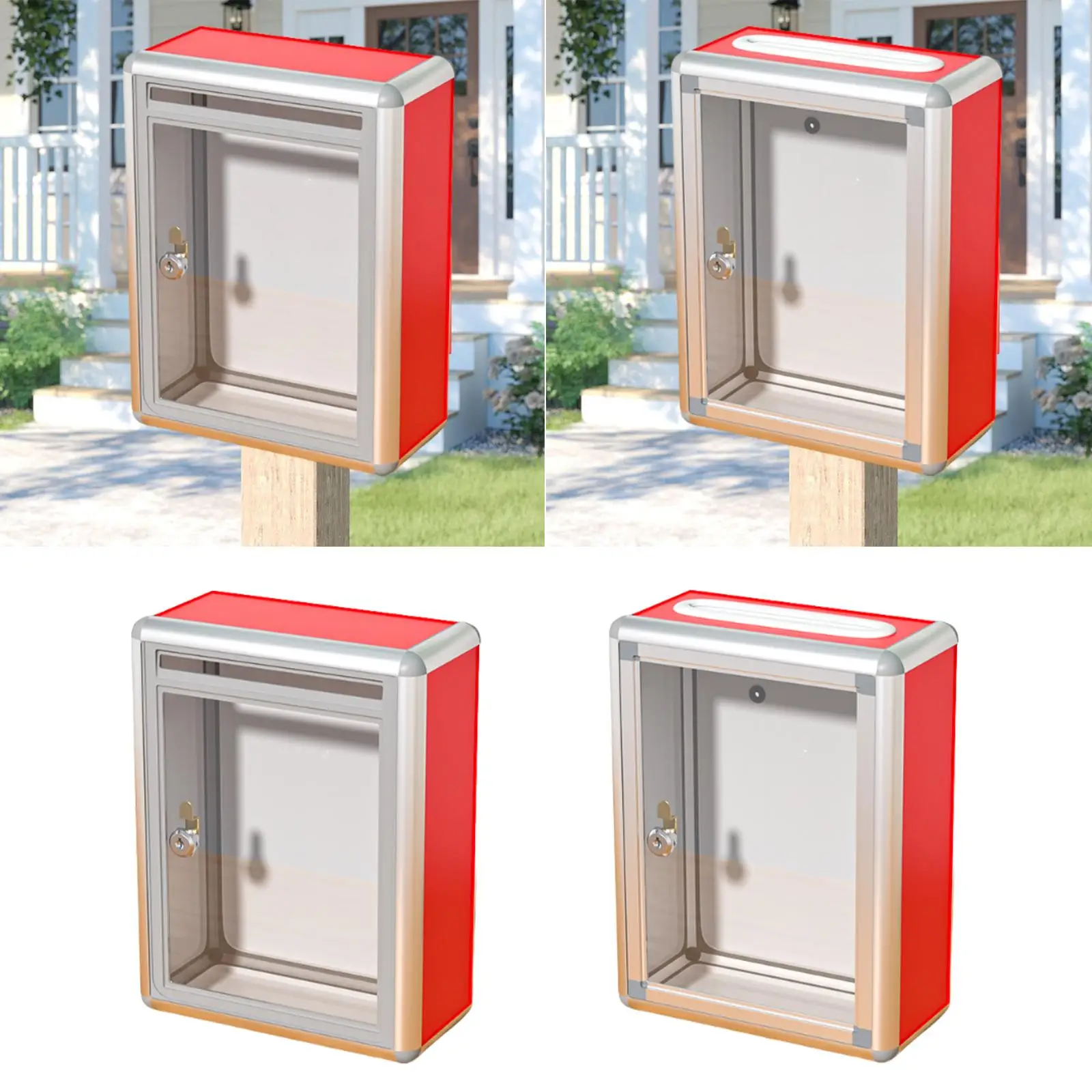 Donation Box Multiuse Transparent Holder Offering Money Box Donation Ballot Drop Box with Lock for Suggestion Restaurant School