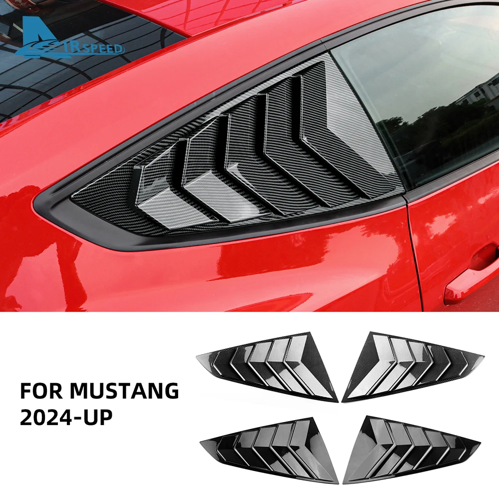 

Car Rear Louver Window For Ford Mustang S650 GT 2024 2025 Gloss Black Carbon Fiber Pattern ABS Mirror Shutter Cover Accessories