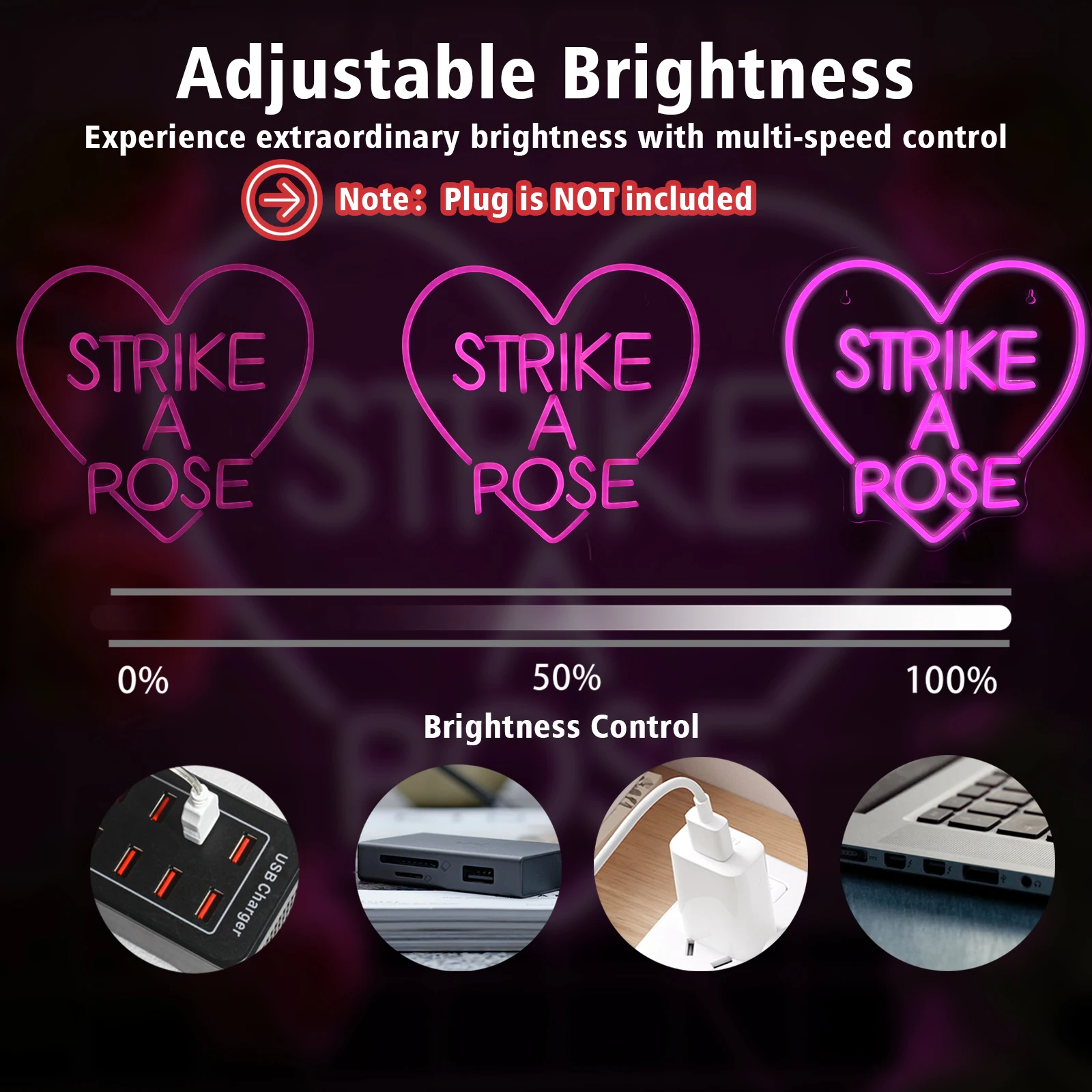 Strike A Pose Neon Signs For Wall Decor Heart Shaped Pink Led Lights Room Decoration For Photo Studio Shop Party Bar Club Sign