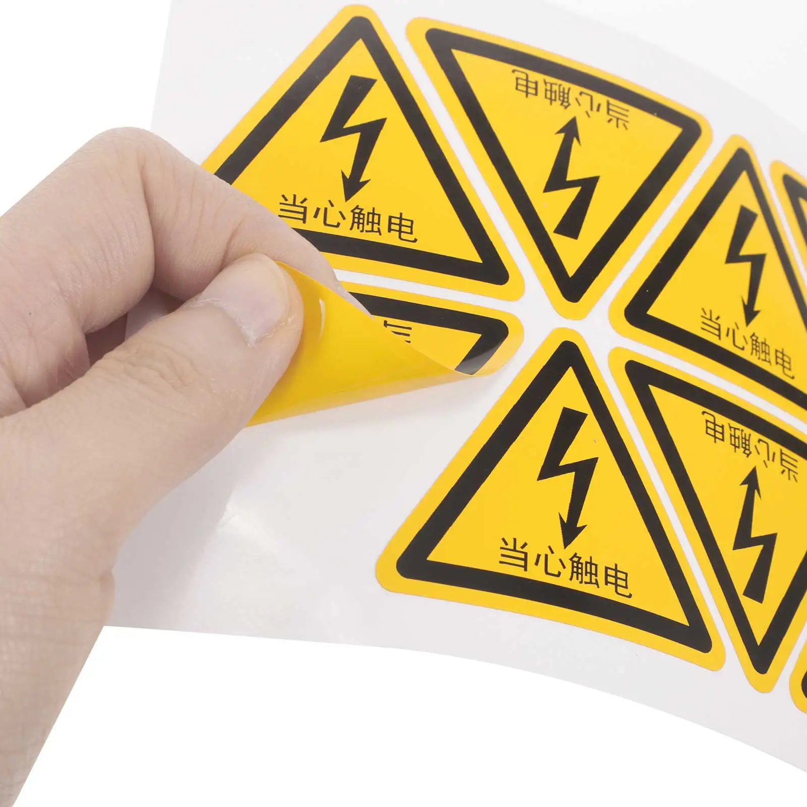 

10 pcs Electric Shock Warning Signs Adhesive Triangle Safety Stickers Bright Color High Visibility PVC Factory Office School