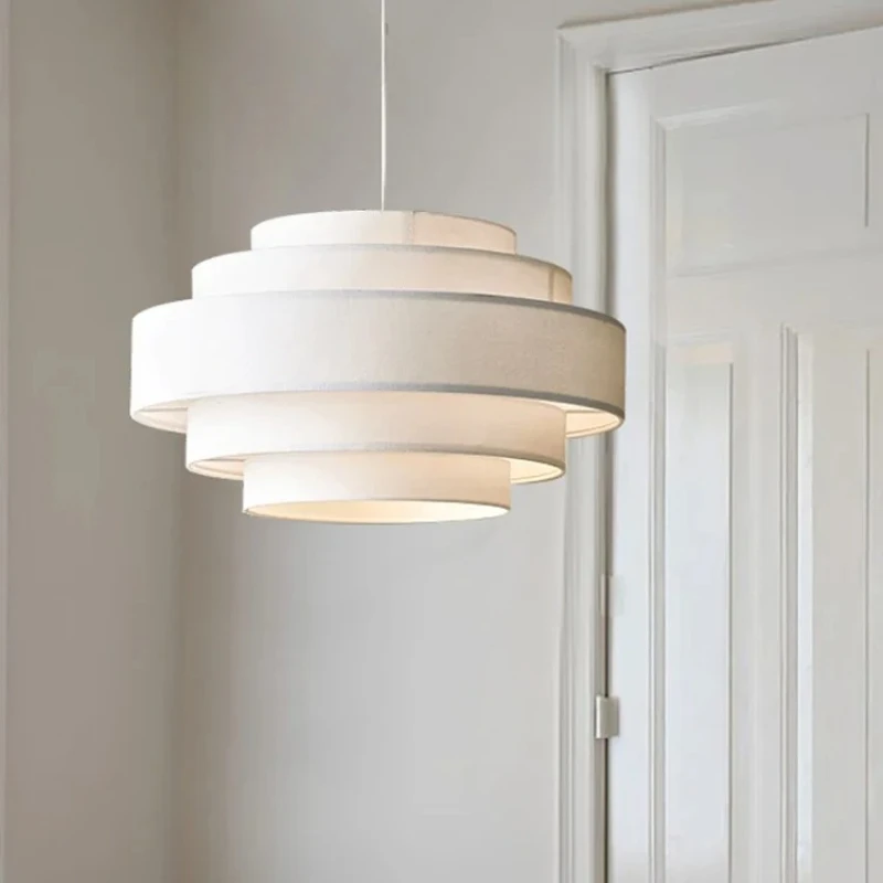 TAONUANSHU Wabi Sabi Fabric Pendant Lamp White