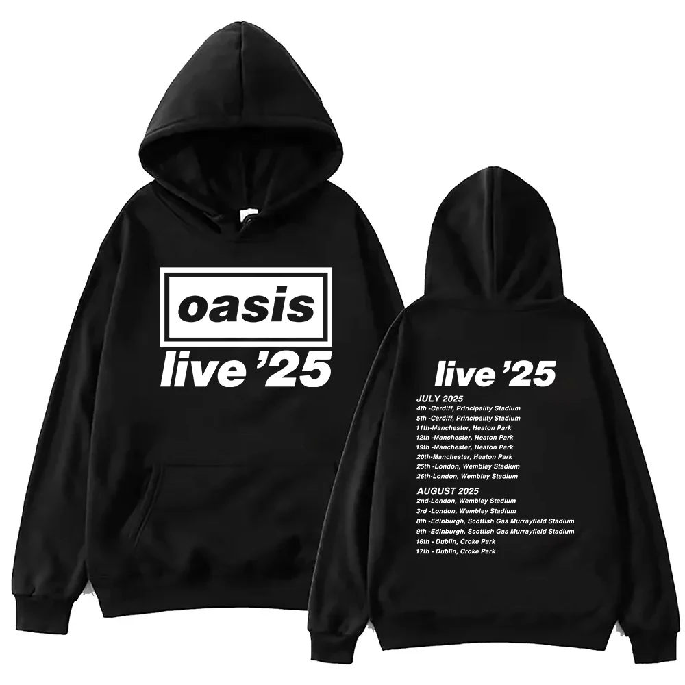 Oasis Live 25 Tour felpa con cappuccio donna uomo felpe con cappuccio a maniche lunghe Muisc Tour Fans Gift