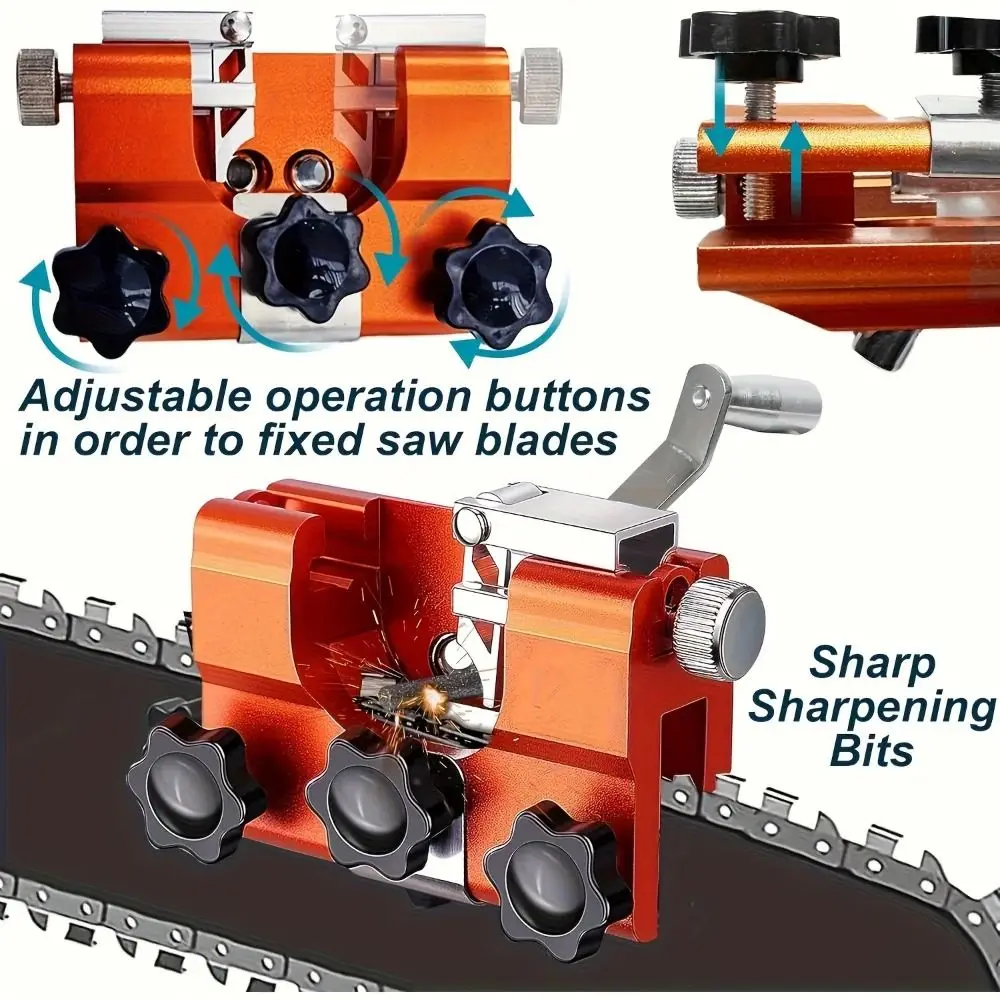 

Portable Chainsaw Sharpener Jig Quick Grinding Hand Crank Chainsaw Sharpener Kit Chain Clamp Sharpening Stone Chain Sharpener