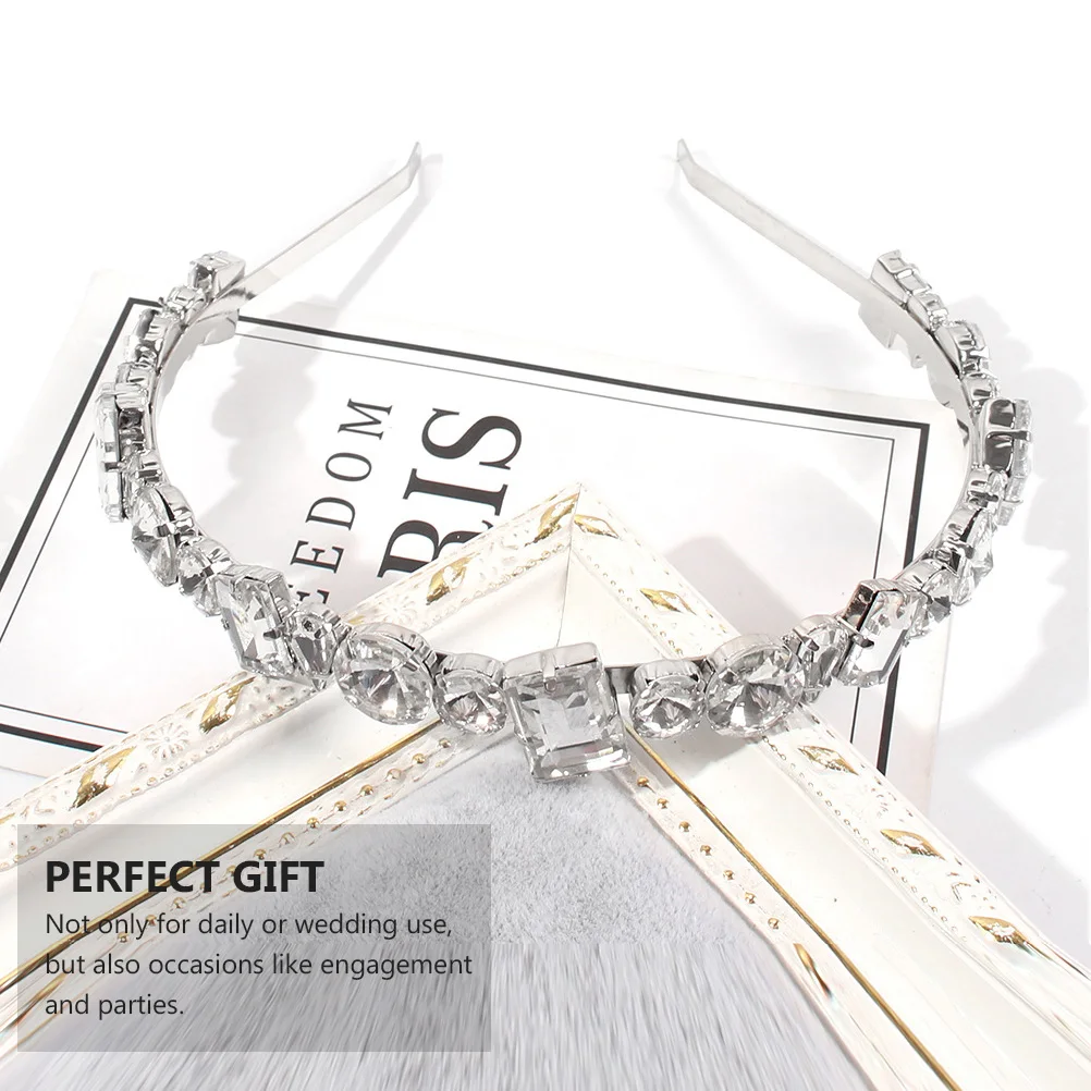 

Sparkling Rhinestone Hair Band Luxury Crystal Headband Elegant Bridal Crown Alloy Tiara Wedding Party Hair Accessories Silver
