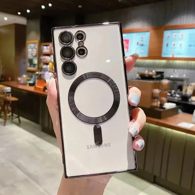 حافظة فاخرة شفافة لهاتف Magsafe لهاتف سامسونج جالاكسي S22 S23 Ultra Plus غطاء سيليكون مقاوم للصدمات #4