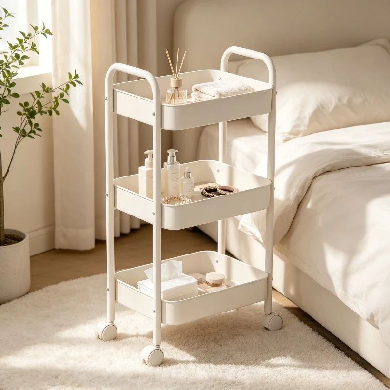 Robuster rollender Aufbewahrungswagen aus Karbonstahl, mobiler Organizer für Wohnzimmer, Küche, platzsparendes Babyspielzeug- und Snackregal