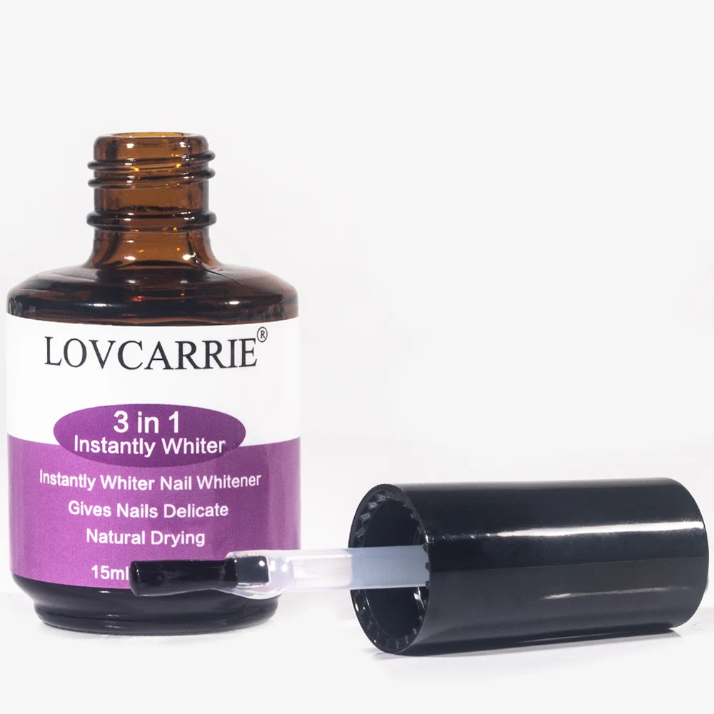 LOVCARRIE 3 IN 1 Instantly Nail Whiter Strengthener Natural Dry Protective Base Coat 15ML Repair Brightening Nail Art Treatment