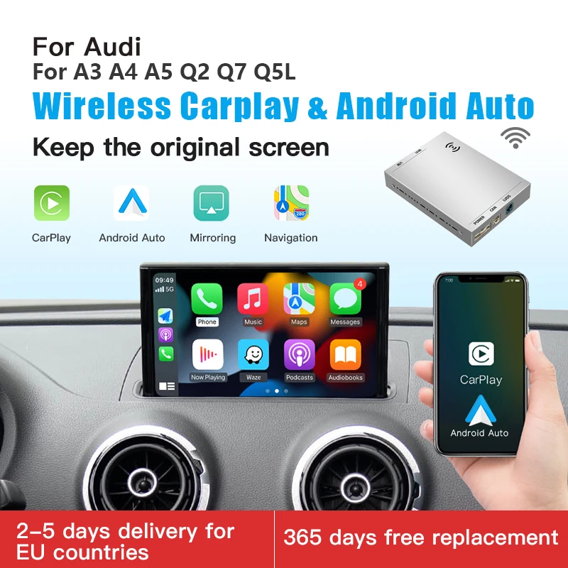 

Wireless CarPlay Android Auto Interface for Audi A3 8V A4 B9 A5 Q2 Q7 Q5L 8P AirPlay Mirror Link multi-media reversing camera