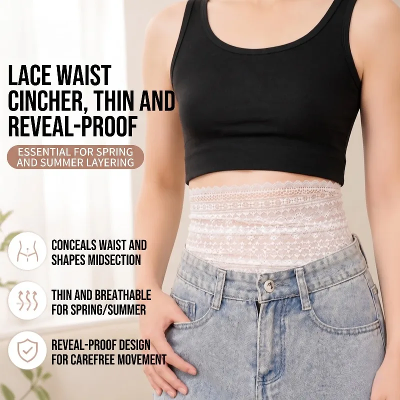 

Aesthetic Lace Corset Belt Elastic Waist Cincher for Women Breathable Girdle Decorative Belly Cover Slimming Shaper Band DIY