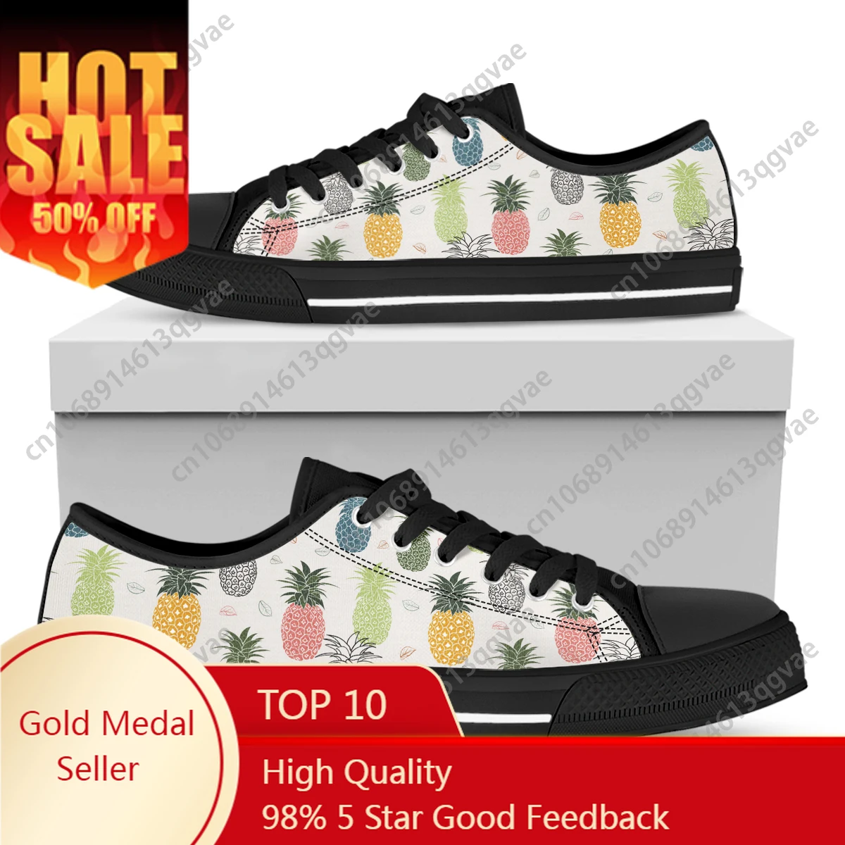 Tropical Pineapple Printing Low Top High Quality Sneakers Mens Womens Teenager Canvas Light Sneaker Couple Shoes Custom Shoe