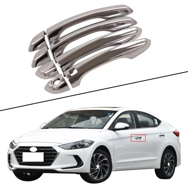 New-8Pcs/Set Car ABS Chrome Car Exterior Door Handles Cover Trims For Hyundai Elantra AD 2017-2019 Car Styling