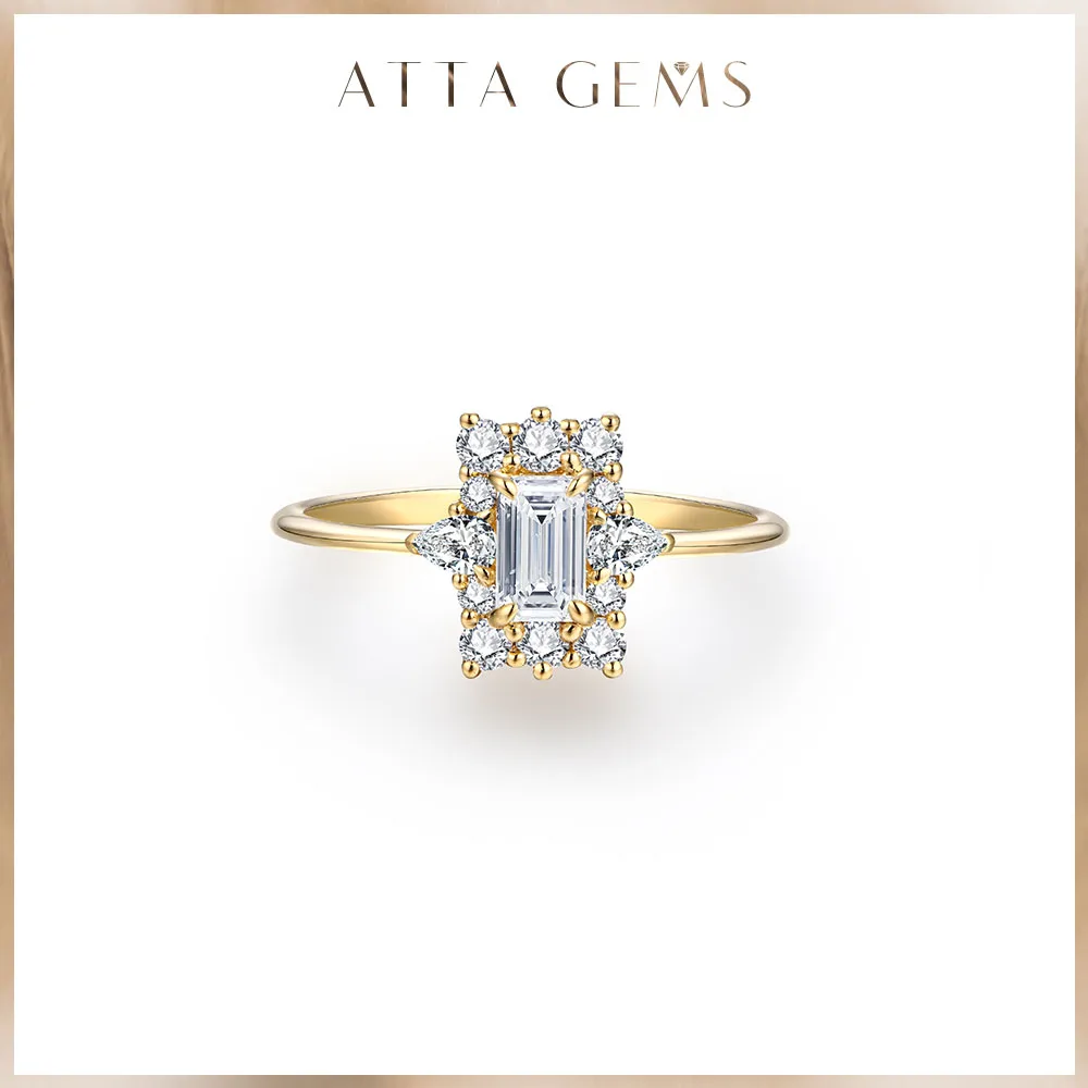 

ATTAGEMS Luxury 1.39CTW Moissanite Ring Solid 10k 14k 18k for Women D/VVS1 Diamond Ring for Engagement Wedding Fine Jewelry Gift