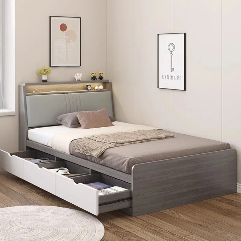 Modern Nordic Bed Storage Luxury Confortable Design Fashionable Single Bed Minimalist Free Shipping Muebles Bedroom Furniture