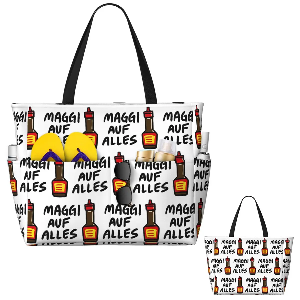 Maggi Auf Alles (الألمانية الألمانية) حقيبة حمل على الشاطئ حقيبة رياضية للصالة الرياضية واليوجا واق من المطر حقيبة حمل كبيرة للنساء حقيبة سفر حقيبة لياقة بدنية