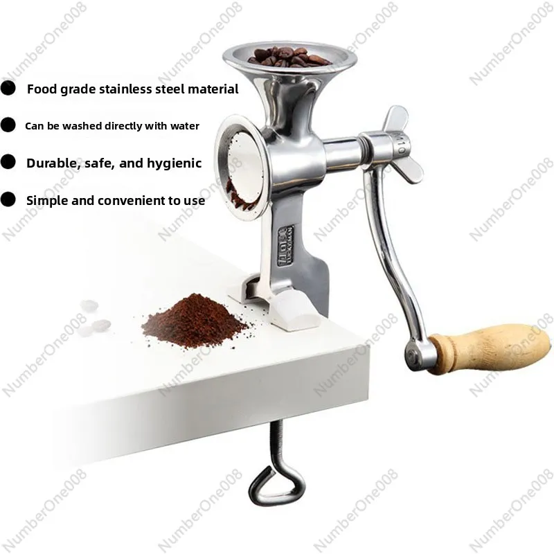 PortableManualCoffeeGrinder with Ceramic Burr,304 Stainless Steel Body Adjustable Grind for Spices and Cereals,Easy Clean Design