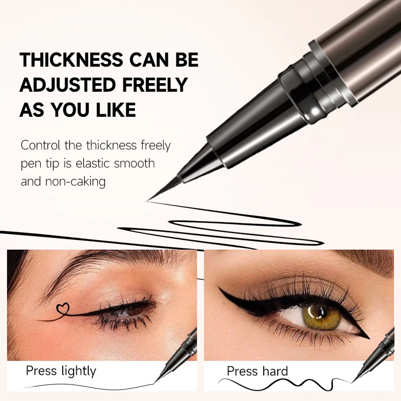 Wodoodporny eyeliner w płynie, długotrwały makijaż, wodoodporny i odporny na pot, odporny na rozmazywanie, szybkoschnący, płynnie się rozprowadza.