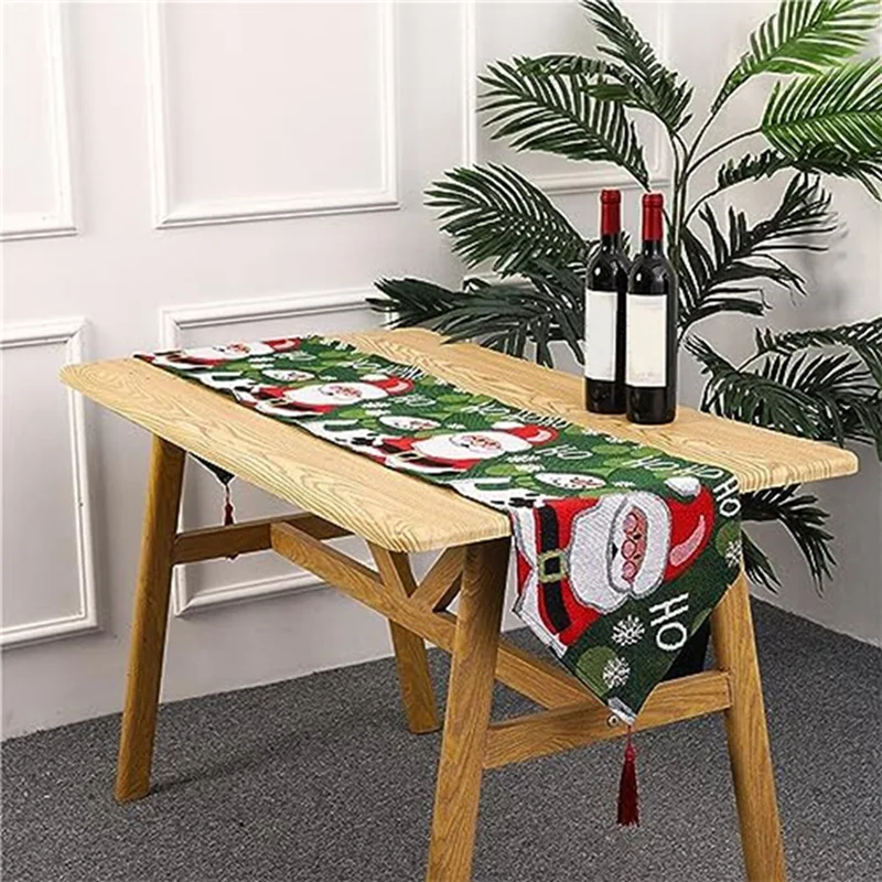 N95R Christmas Tablecloth Christmas Pattern Table Runner Tablecloth Washable Dacron Tablecloth For Christmas,Winter,Holiday Dura