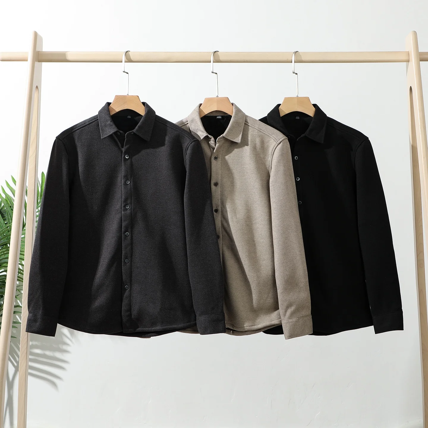 

Thickened Faux Wool Texture Men's Long Sleeve Casual Shirt Warm Lined Versatile Autumn Winter Commute Friendly Button up