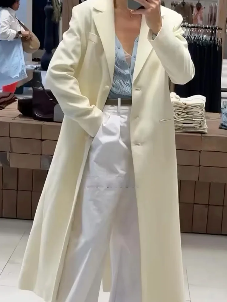 

HH женское осенне-зимнее модное однобортное длинное пальто с лацканами и карманами, женская темпераментная уличная куртка с длинными рукавами