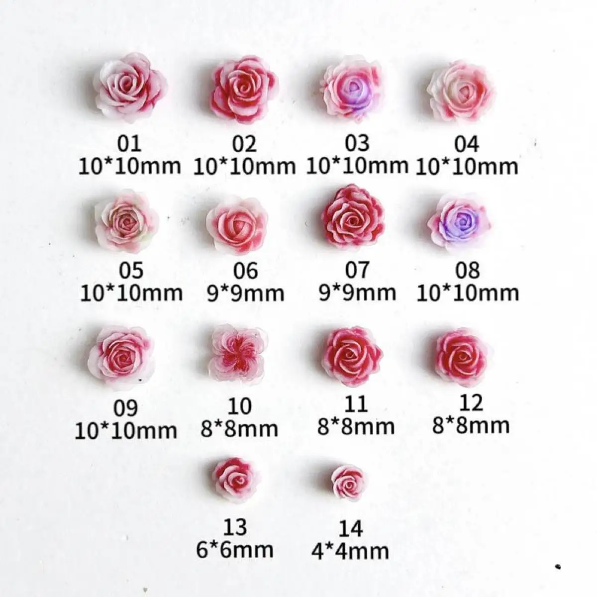 สุ่มผสม 3D เรซิ่นพลัมสีชมพู Rose Gradient เล็บ Charms Sweet Glow in the Night ดอกไม้ตกแต่งเล็บ DIY Craft Supplies